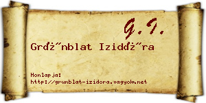 Grünblat Izidóra névjegykártya
